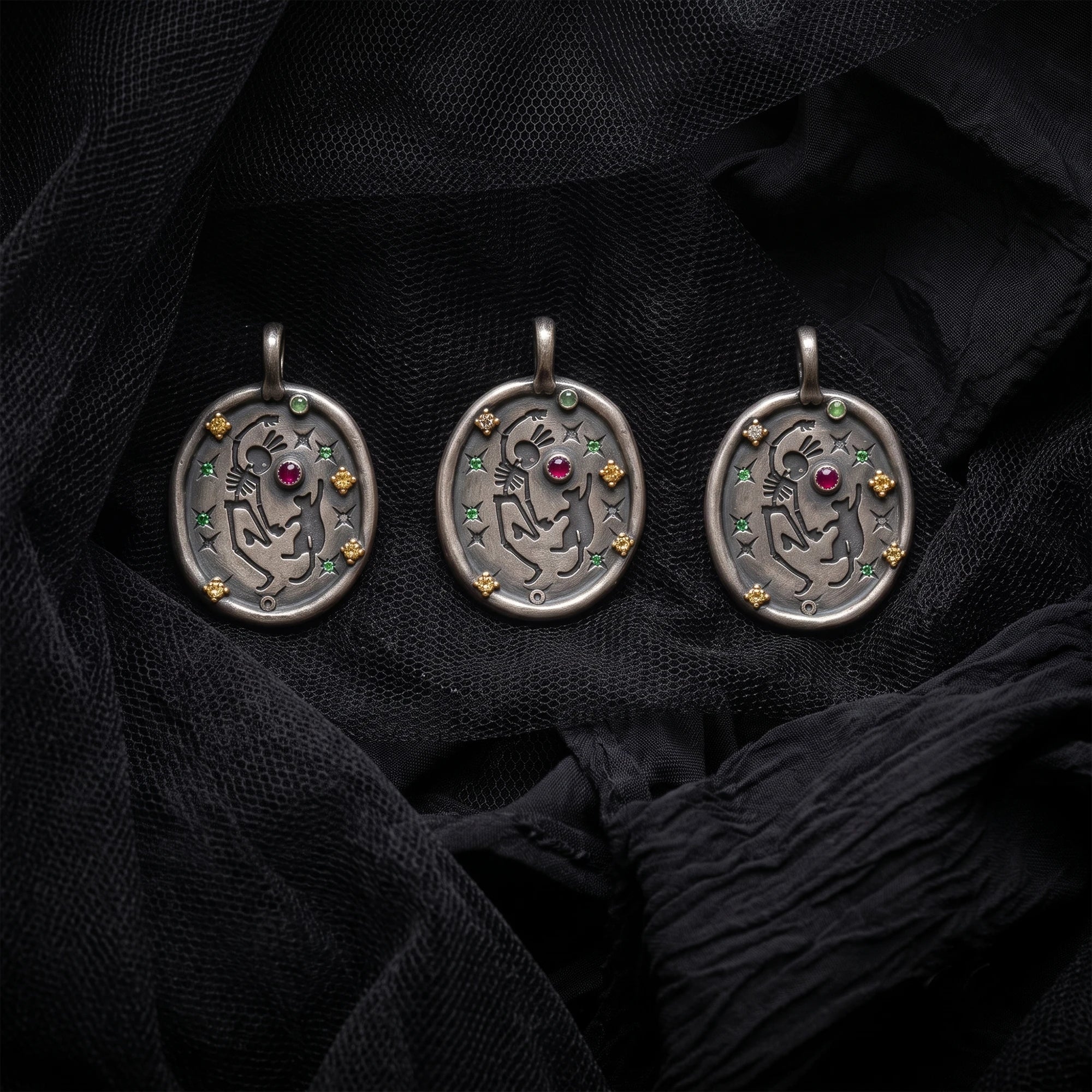 Handmade Dancing Skeleton Pet Pendant Necklace
