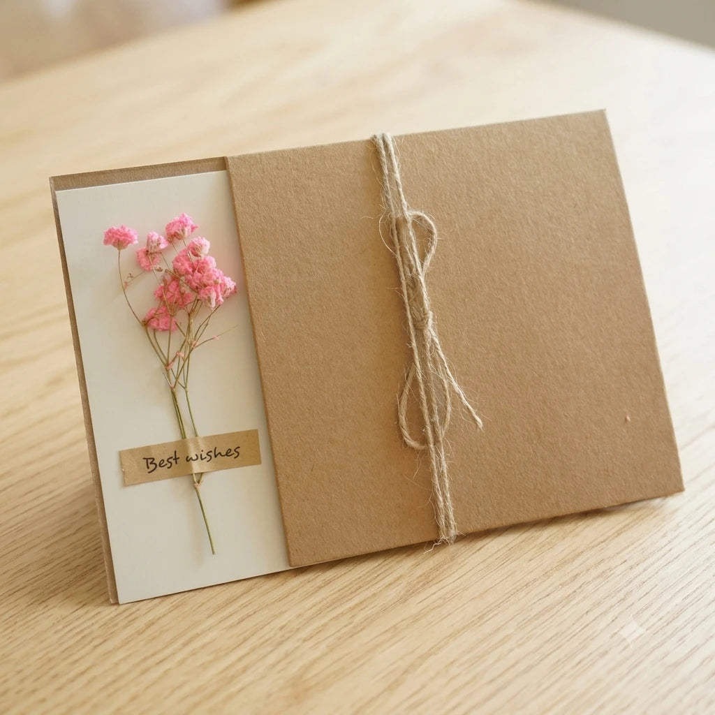 Handmade Dried Flower Greeting Cards (Set of 10) | Kraft Note Cards