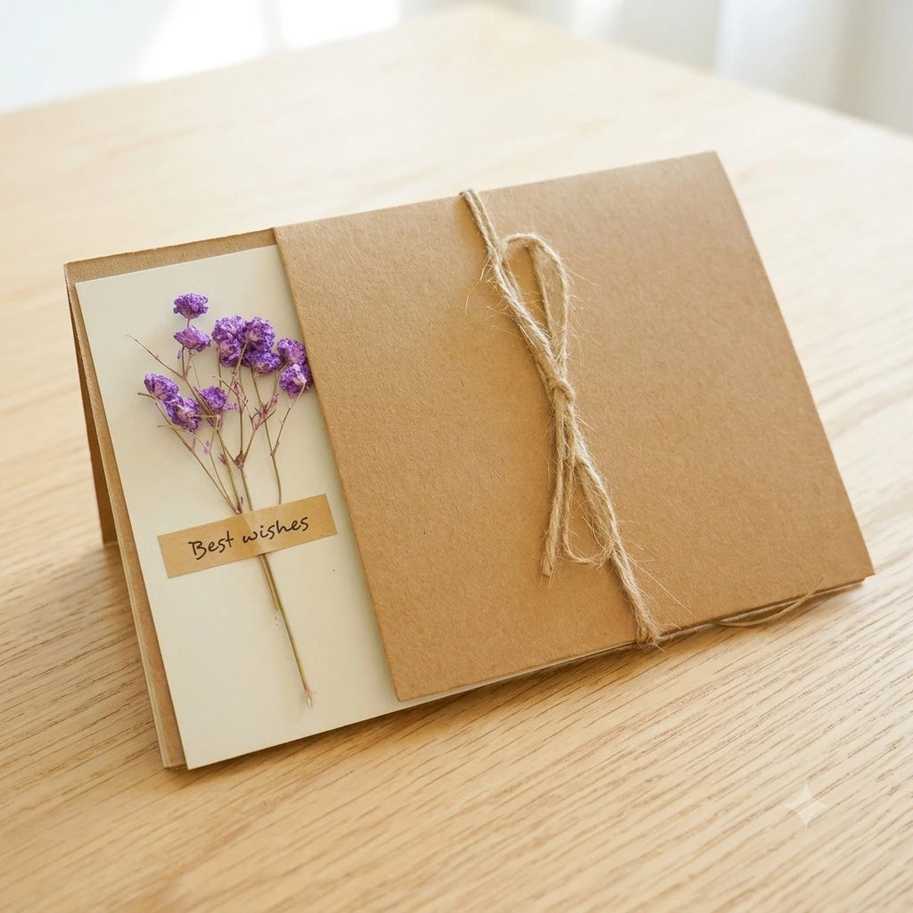 Handmade Dried Flower Greeting Cards (Set of 10) | Kraft Note Cards