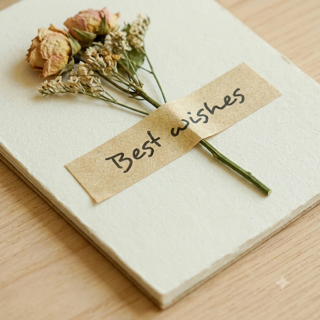 Handmade Dried Flower Greeting Cards (Set of 10) | Kraft Note Cards