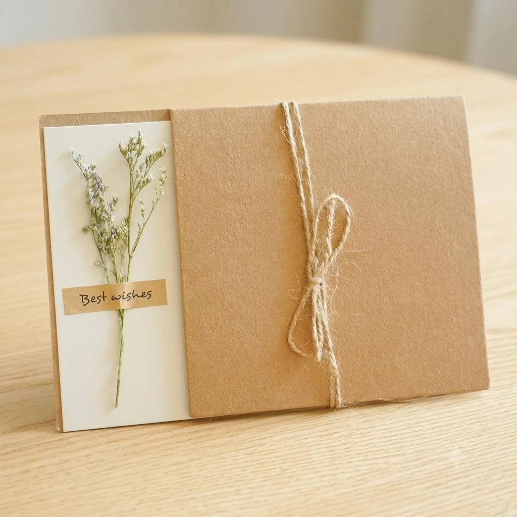 Handmade Dried Flower Greeting Cards (Set of 10) | Kraft Note Cards