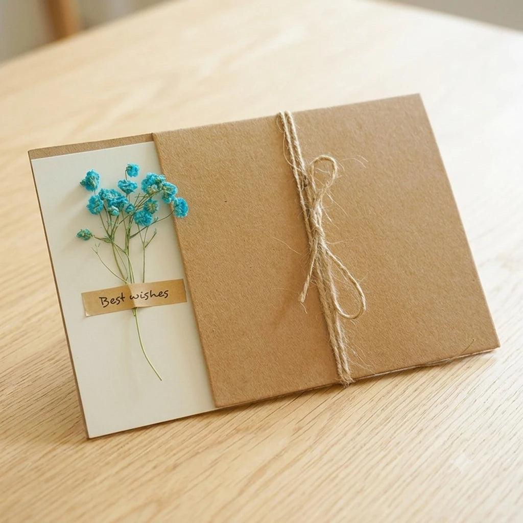 Handmade Dried Flower Greeting Cards (Set of 10) | Kraft Note Cards