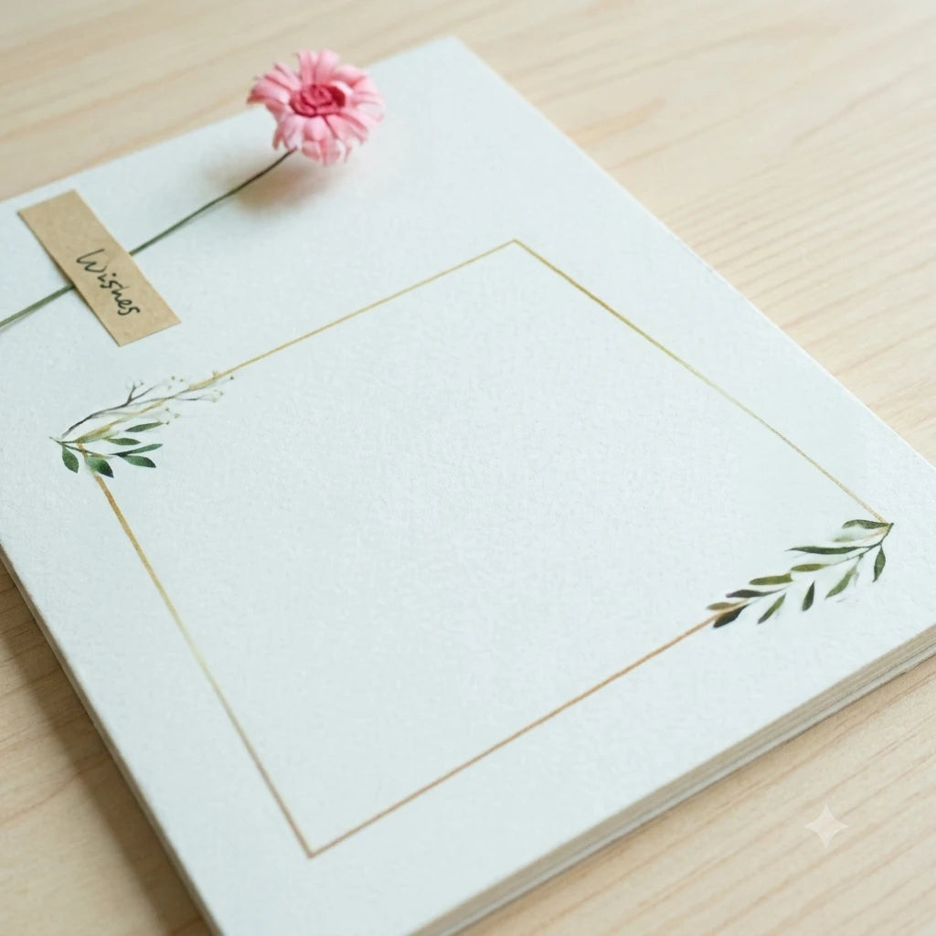 Handmade Dried Flower Greeting Cards (Set of 10) | Kraft Note Cards