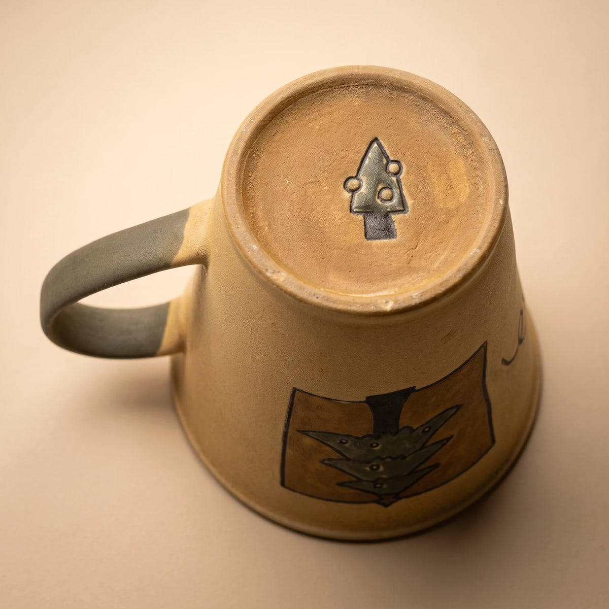 Handmade Stoneware Christmas Tree Mug | Hand-Painted Winter Cabin Latte Cup (8.5 oz)