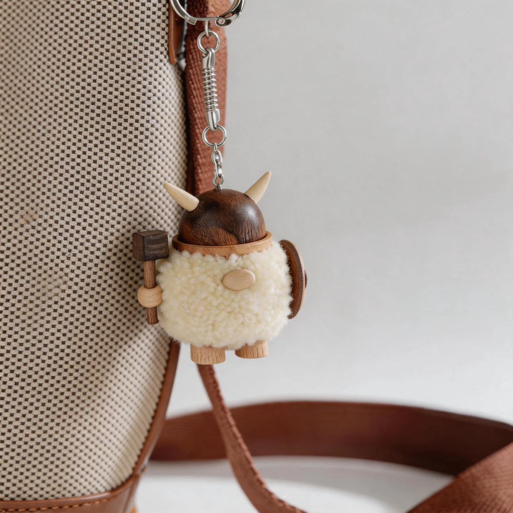 Handcrafted Wooden Viking Charm & Keychain