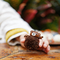 Whimsical Hand-Carved Wooden Animal Charm & Beaded Bracelet