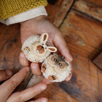 Whimsical Hand-Carved Wooden Animal Charm & Beaded Bracelet