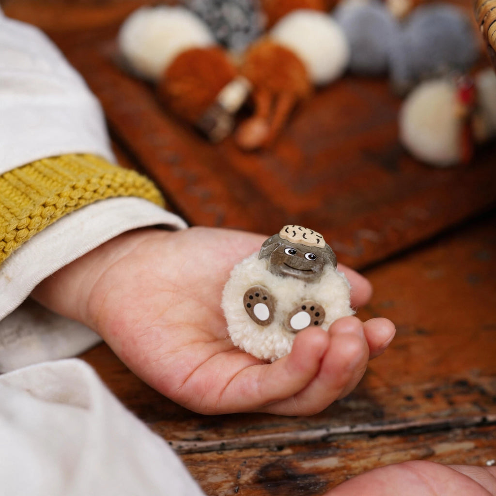 Whimsical Hand-Carved Wooden Animal Charm & Beaded Bracelet
