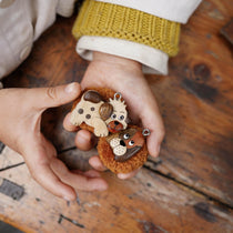 Whimsical Hand-Carved Wooden Animal Charm & Beaded Bracelet