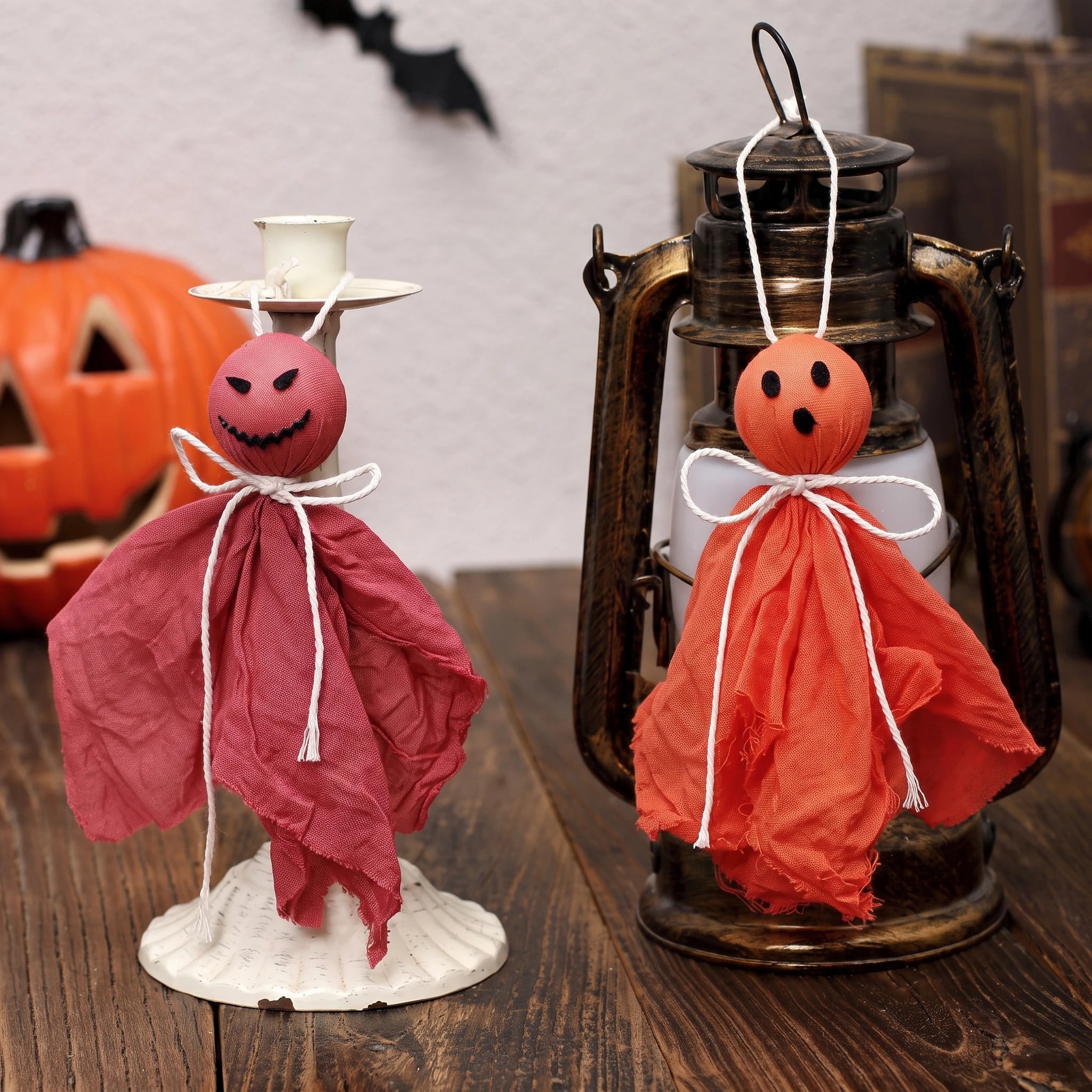 Hanging Cheesecloth Ghost Ornaments | 6.7" Floating Halloween Tree Decor Immagine secondaria del prodotto