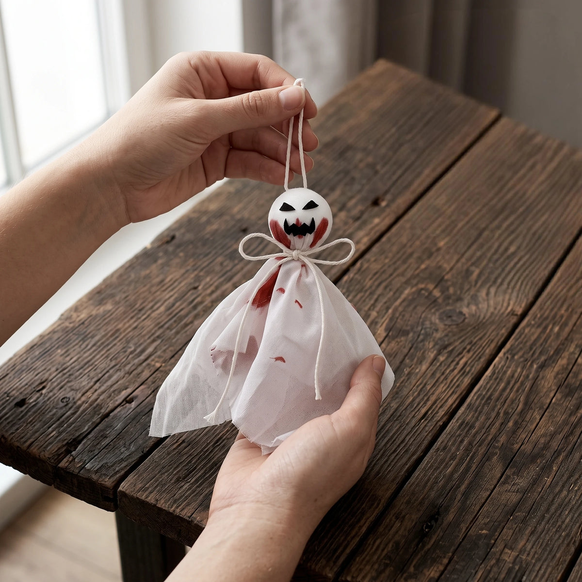 Hanging Cheesecloth Ghost Ornaments | 6.7" Floating Halloween Tree Decor