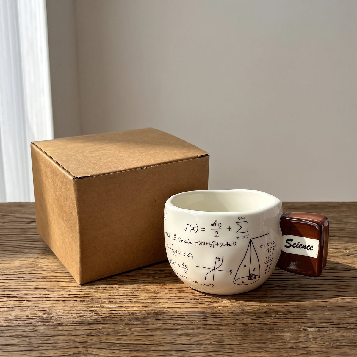 Math & Science Equation Ceramic Mug with 3D Book Handle | 12oz