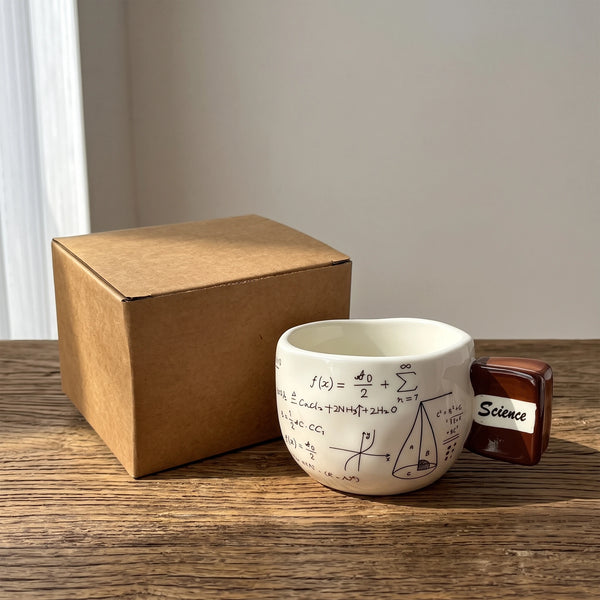 Math & Science Equation Ceramic Mug with 3D Book Handle | 12oz