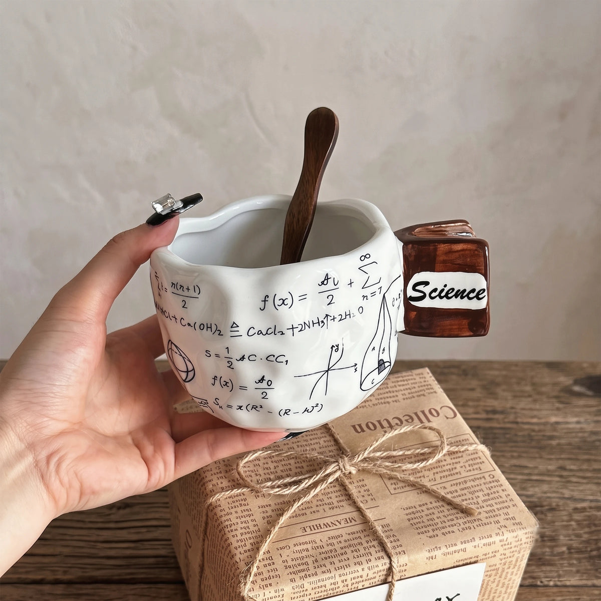 Math & Science Equation Ceramic Mug with 3D Book Handle | 12oz