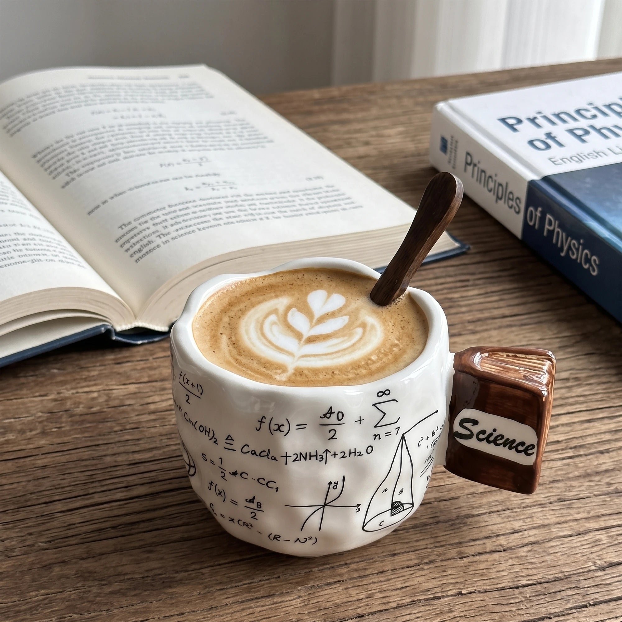 Math & Science Equation Ceramic Mug with 3D Book Handle | 12oz