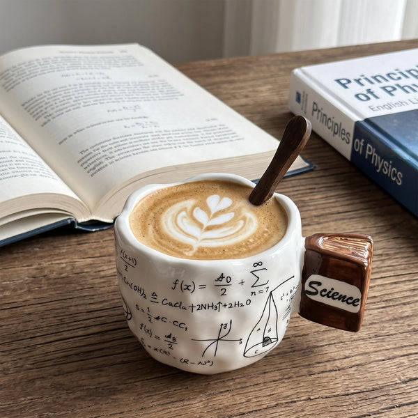 Math & Science Equation Ceramic Mug with 3D Book Handle | 12oz