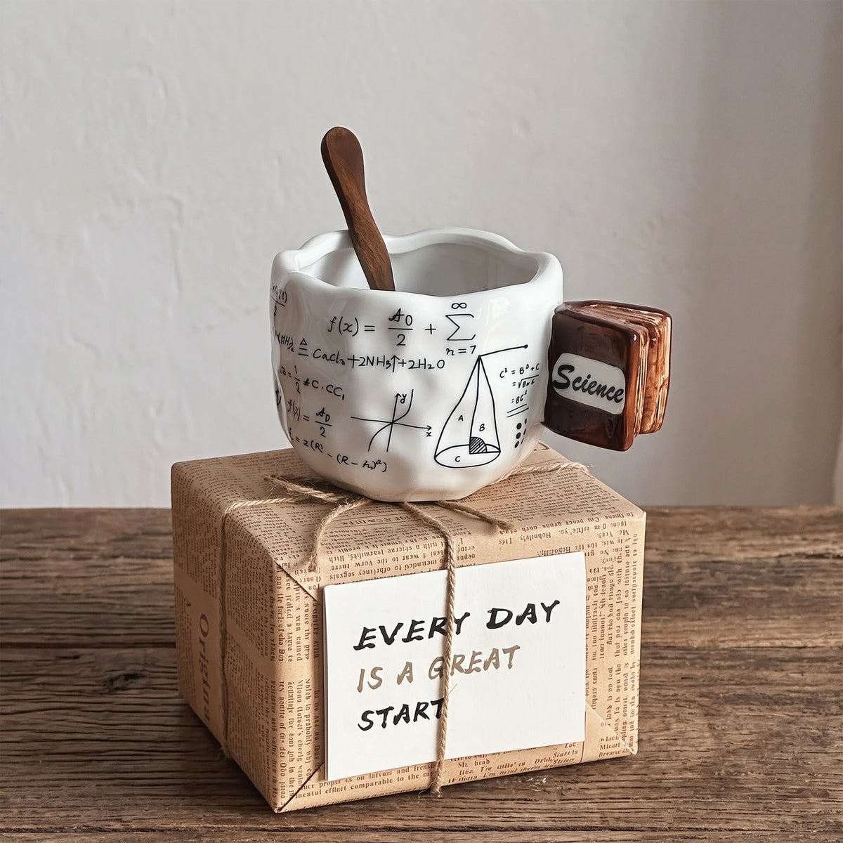 Math & Science Equation Ceramic Mug with 3D Book Handle | 12oz