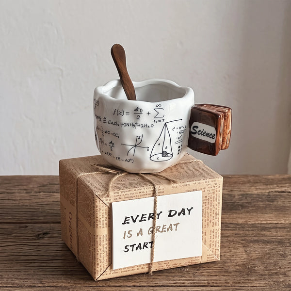 Math & Science Equation Ceramic Mug with 3D Book Handle | 12oz