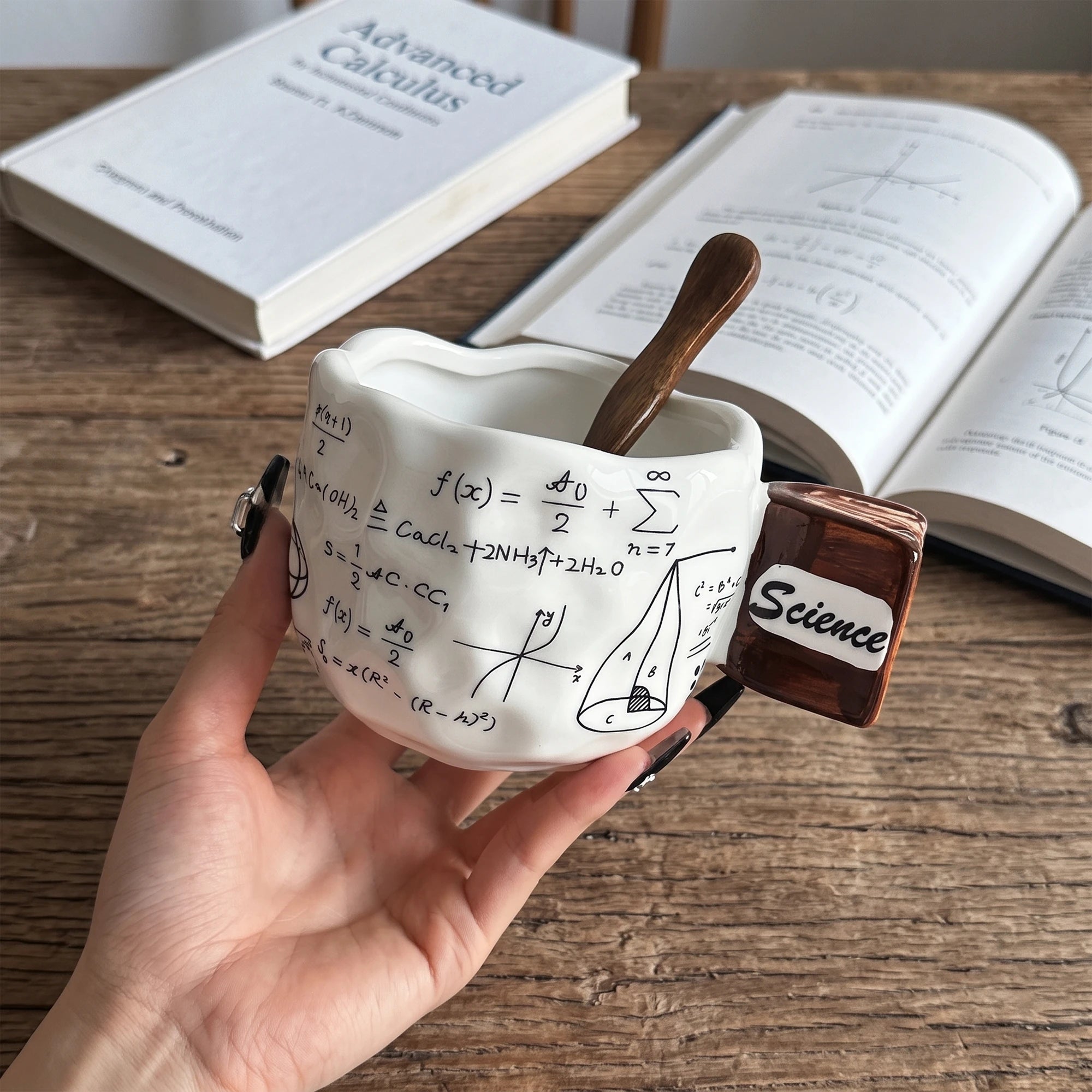 Math & Science Equation Ceramic Mug with 3D Book Handle | 12oz