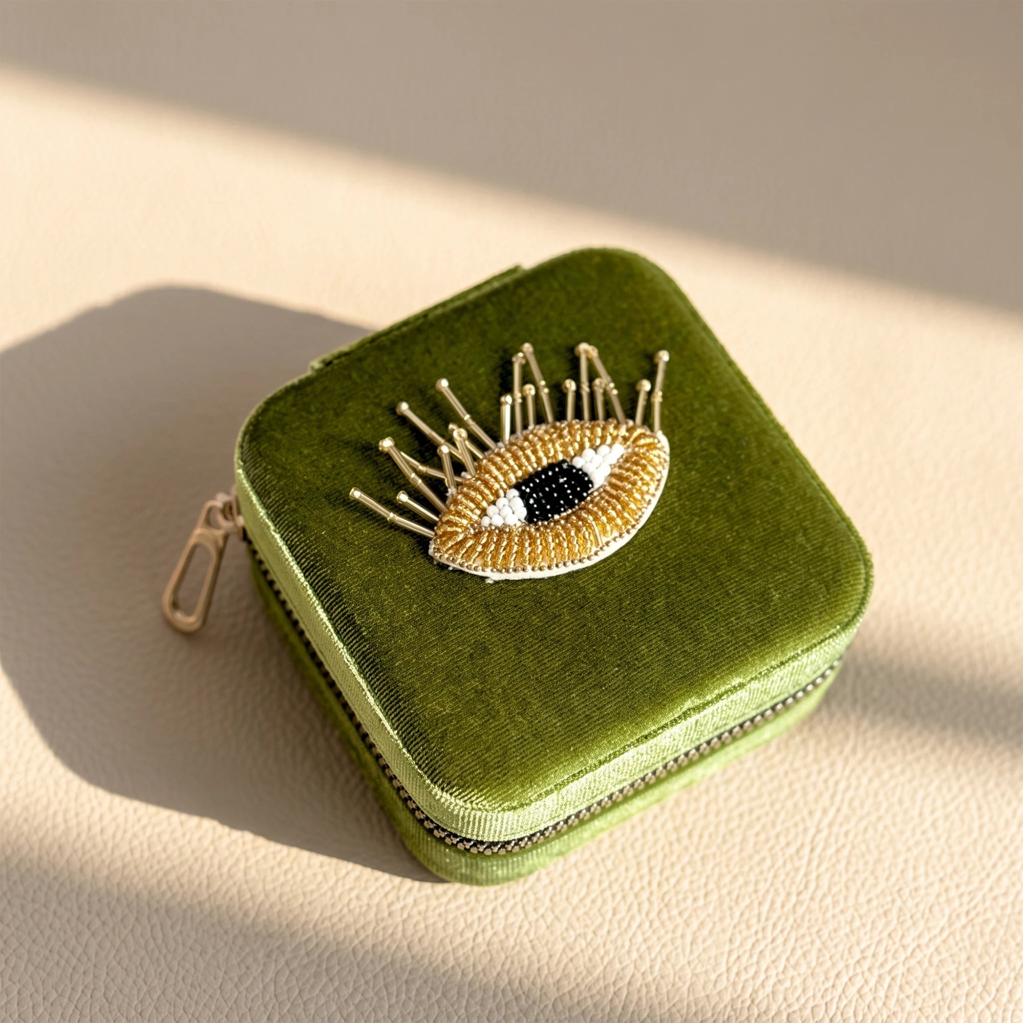 Hand Beaded Velvet Mini Travel Jewelry Box & Organizer