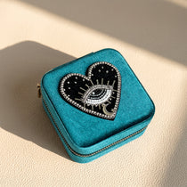 Hand Beaded Velvet Mini Travel Jewelry Box & Organizer