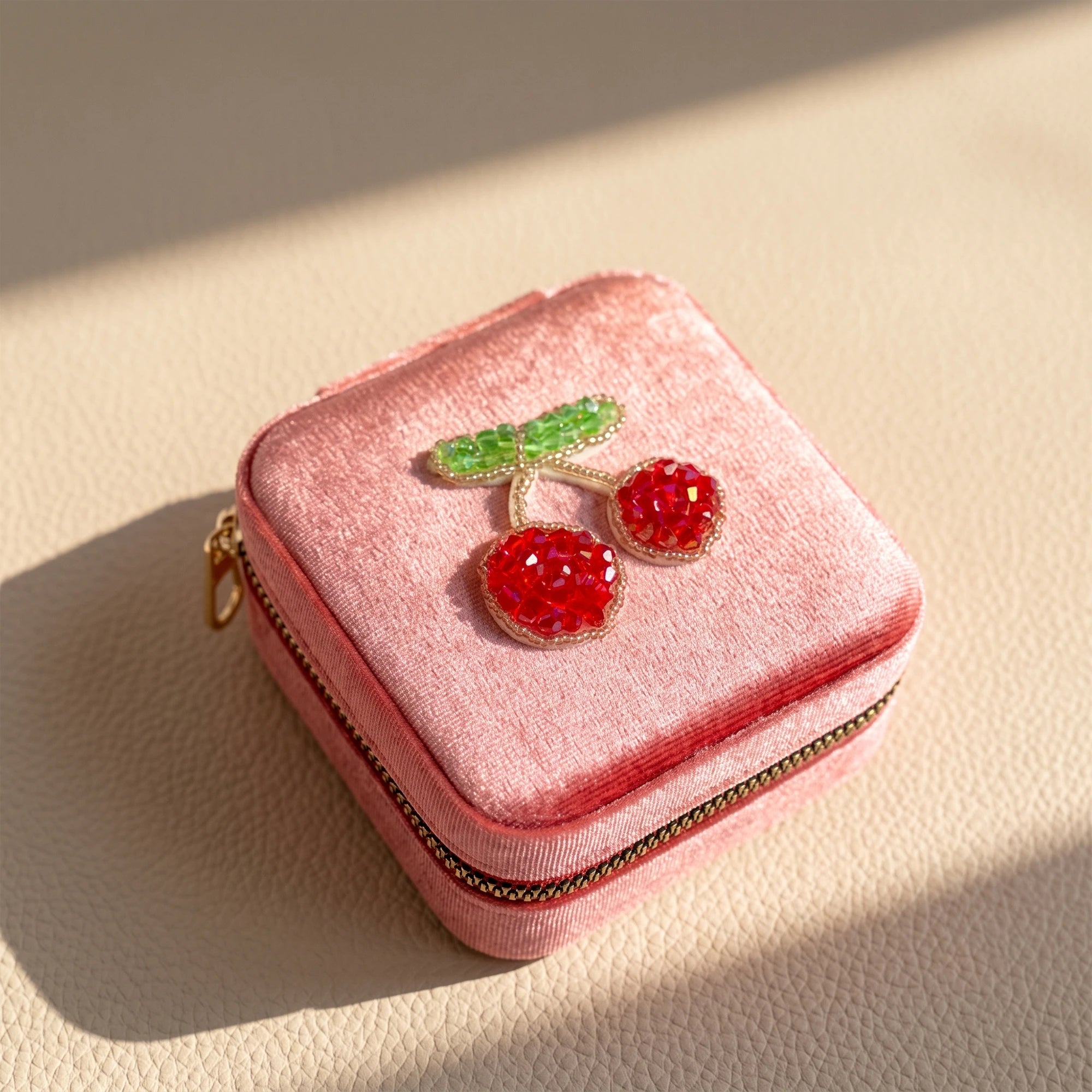 Hand Beaded Velvet Mini Travel Jewelry Box & Organizer