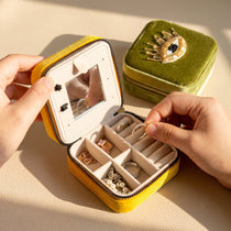 Hand Beaded Velvet Mini Travel Jewelry Box & Organizer