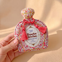 Vintage Perfume Bottle Travel Jewelry Pouch | Woven Tweed & Floral Case with Tassels