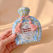 Vintage Perfume Bottle Travel Jewelry Pouch | Woven Tweed & Floral Case with Tassels