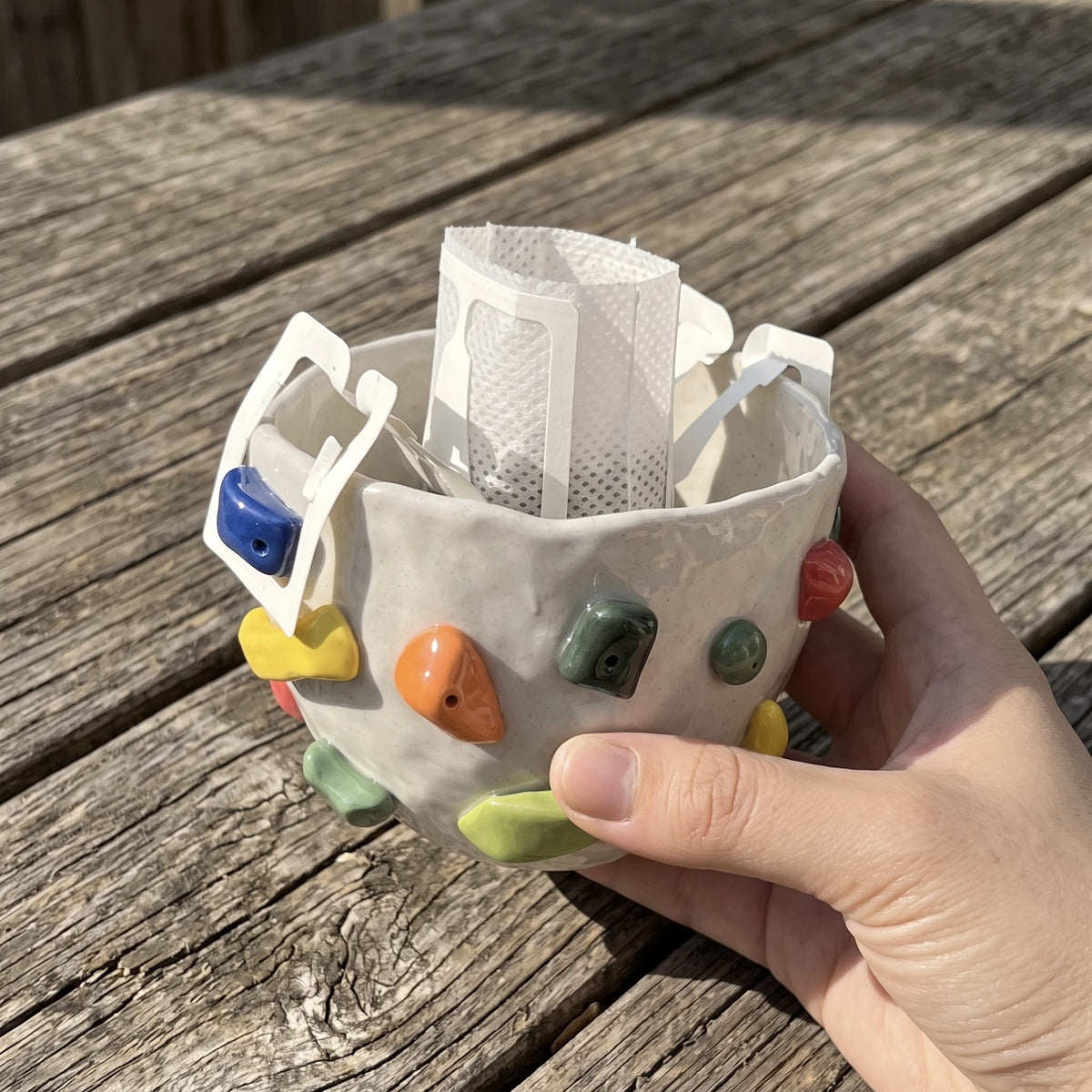 Personalized Ceramic Rock Climbing Mug with 3D Holds | 11.8oz