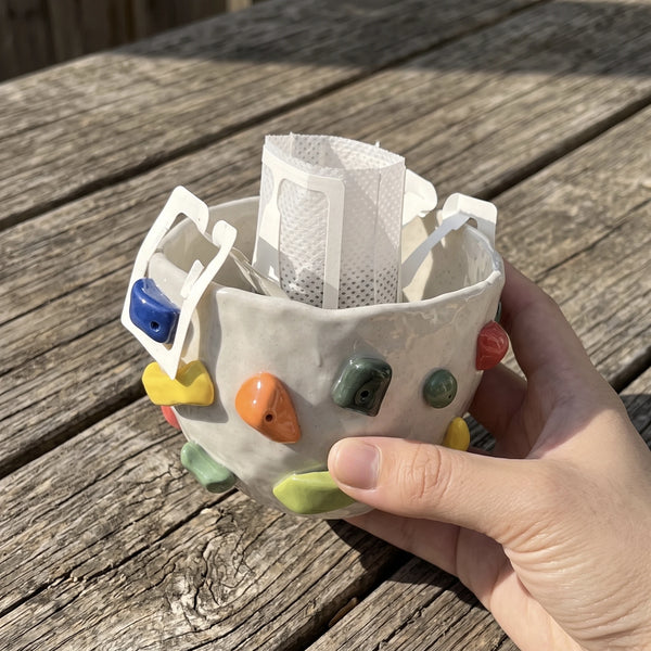 Personalized Ceramic Rock Climbing Mug with 3D Holds | 11.8oz