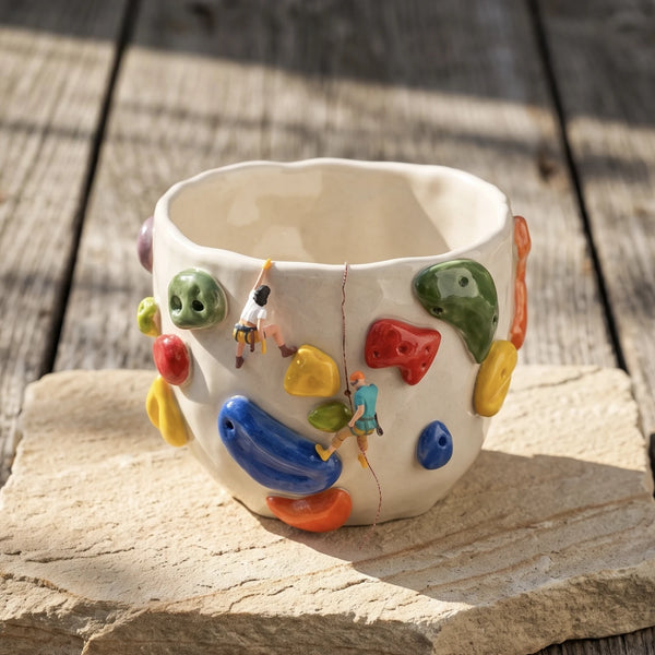 Personalized Ceramic Rock Climbing Mug with 3D Holds | 11.8oz