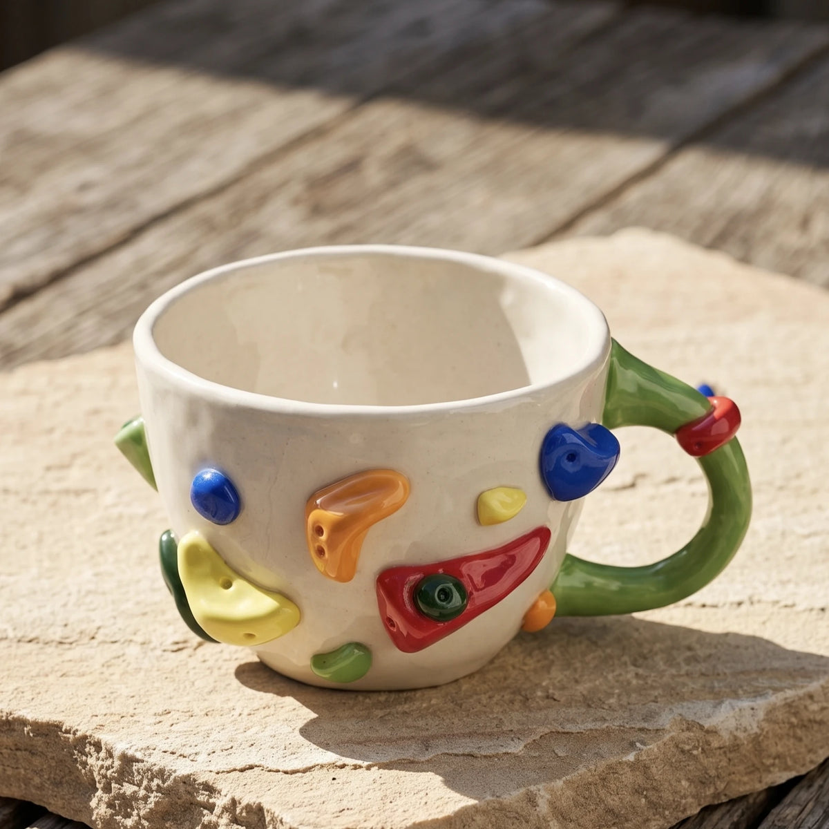 Personalized Ceramic Rock Climbing Mug with 3D Holds | 11.8oz