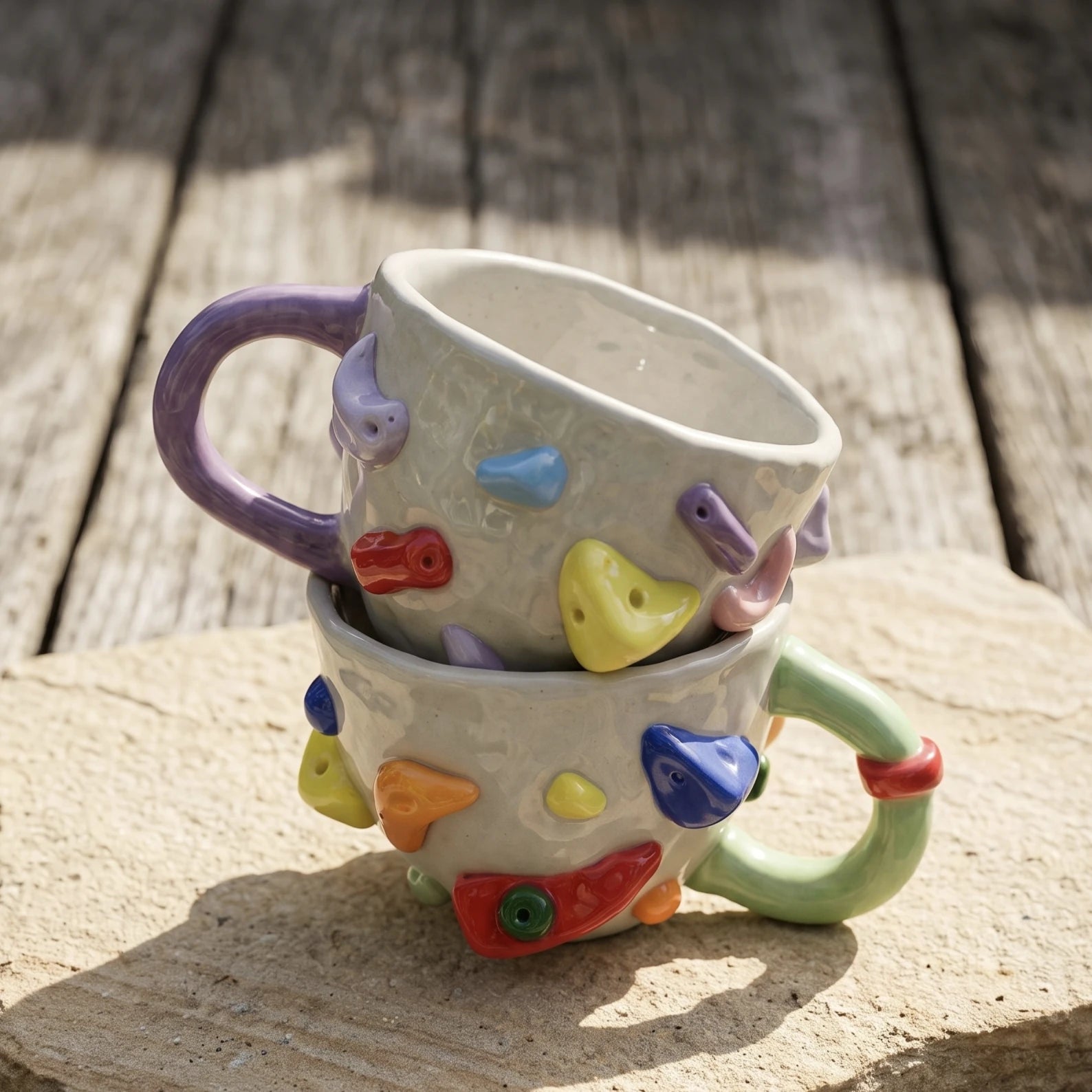 Personalized Ceramic Rock Climbing Mug with 3D Holds | 11.8oz