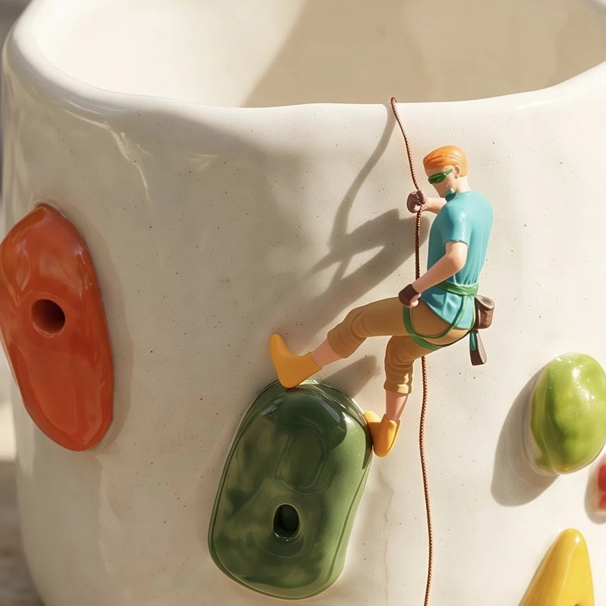 Personalized Ceramic Rock Climbing Mug with 3D Holds | 11.8oz