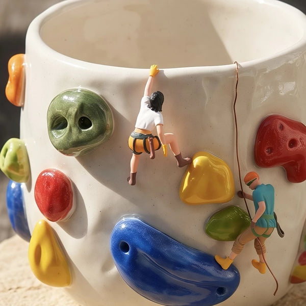 Personalized Ceramic Rock Climbing Mug with 3D Holds | 11.8oz