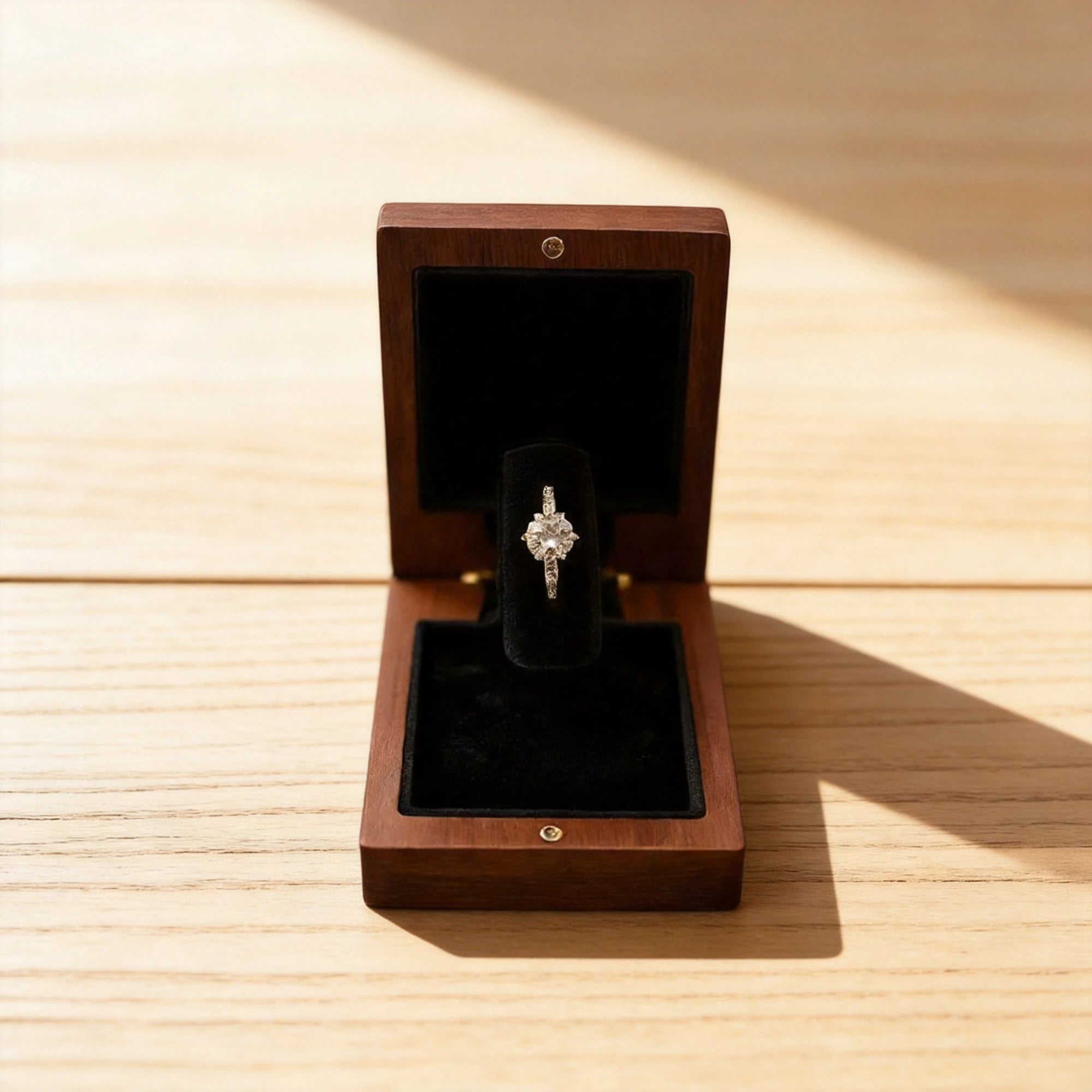 Personalized Rotating Walnut Ring Box for Wedding Proposal