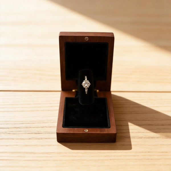 Personalized Rotating Walnut Ring Box for Wedding Proposal
