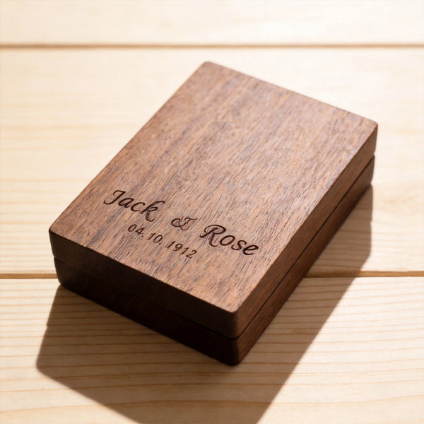 Personalized Rotating Walnut Ring Box for Wedding Proposal