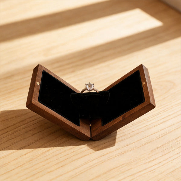 Personalized Rotating Walnut Ring Box for Wedding Proposal