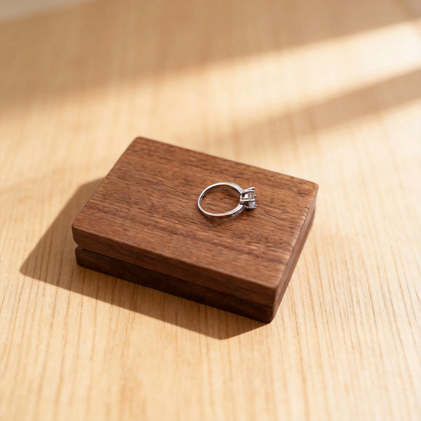 Personalized Rotating Walnut Ring Box for Wedding Proposal
