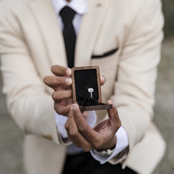 Personalized Rotating Walnut Ring Box for Wedding Proposal