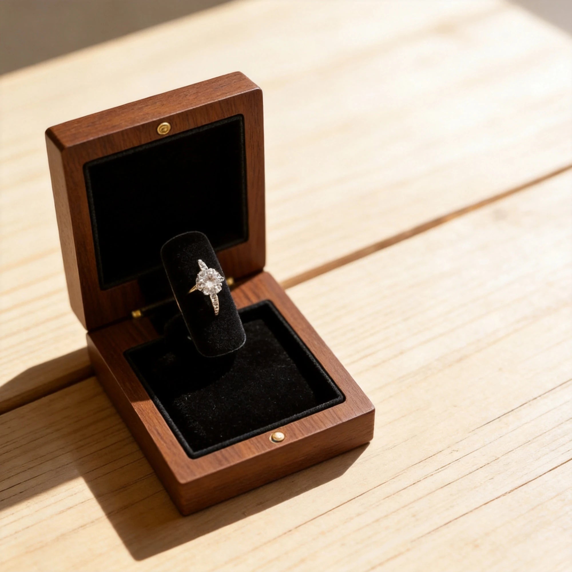 Personalized Rotating Walnut Ring Box for Wedding Proposal