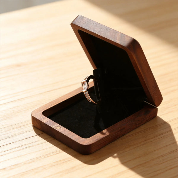 Personalized Rotating Walnut Ring Box for Wedding Proposal