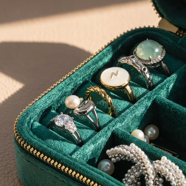 Personalized Velvet Travel Jewelry Box with Zodiac Constellation | Custom Name Case