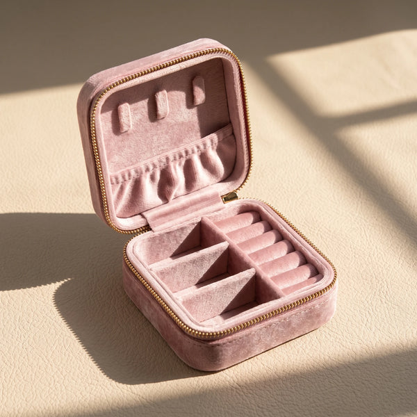 Personalized Velvet Travel Jewelry Box with Zodiac Constellation | Custom Name Case