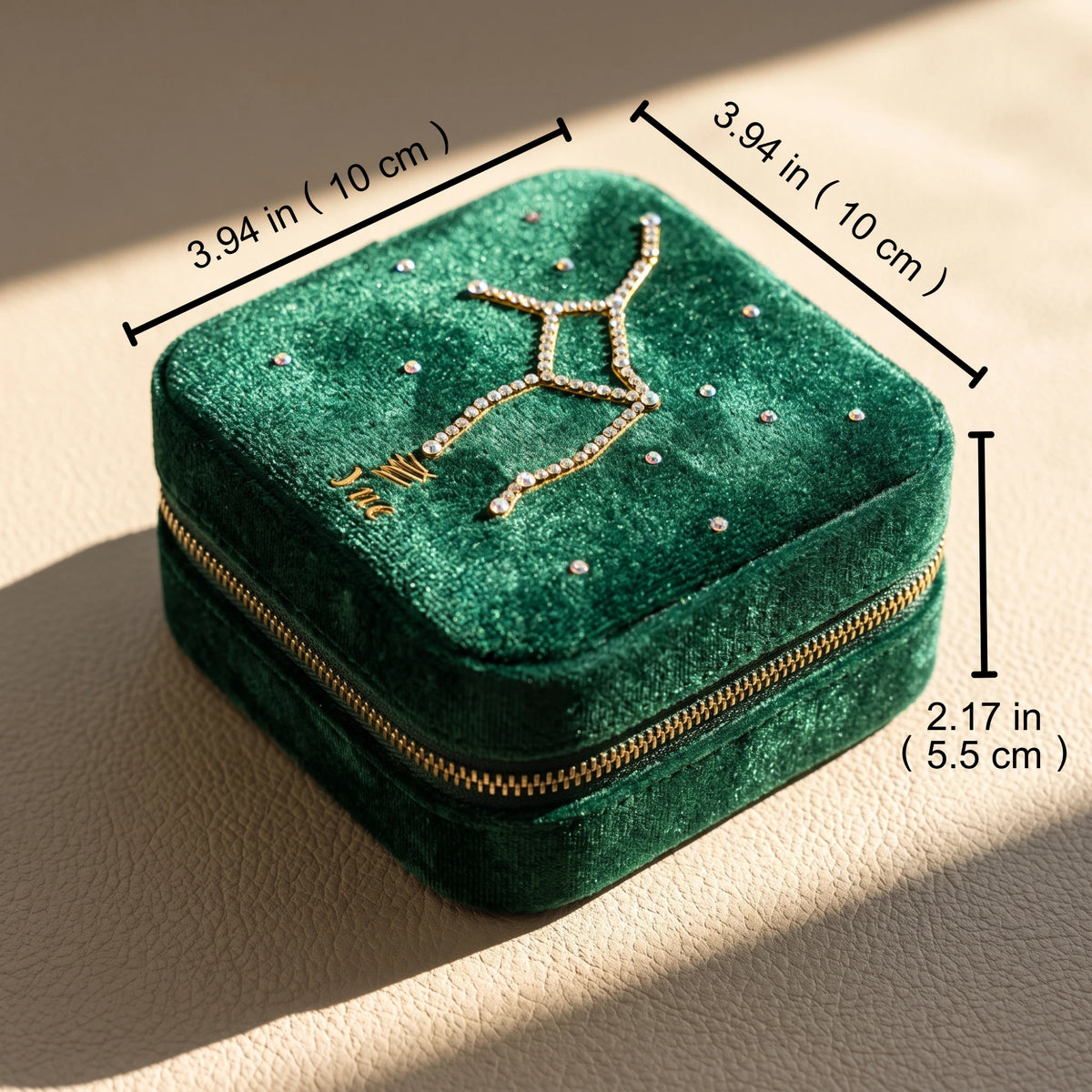 Personalized Velvet Travel Jewelry Box with Zodiac Constellation | Custom Name Case