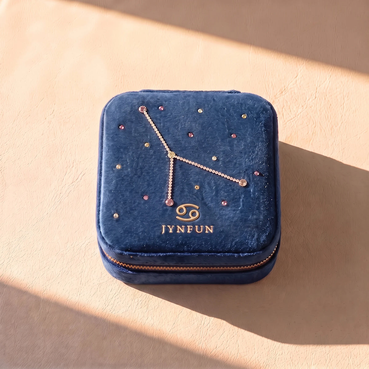 Personalized Velvet Travel Jewelry Box with Zodiac Constellation | Custom Name Case