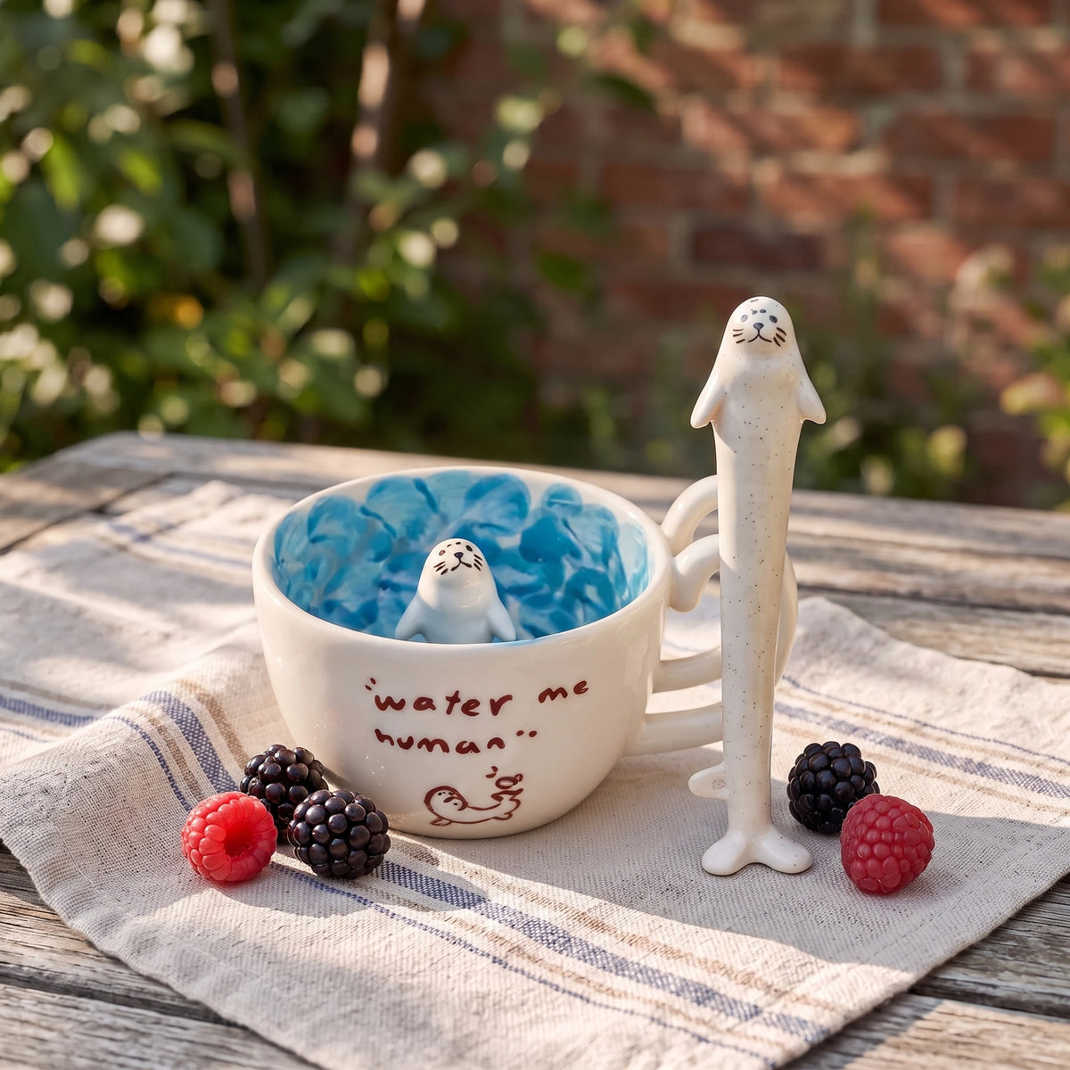 Self-Standing Ceramic Seal Straw & Mug Set | 8.3" Reusable Stirrer