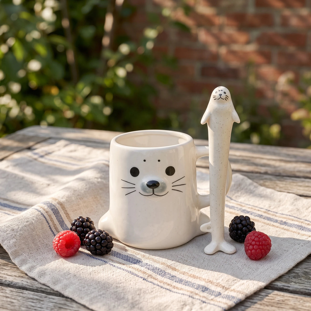 Self-Standing Ceramic Seal Straw & Mug Set | 8.3" Reusable Stirrer